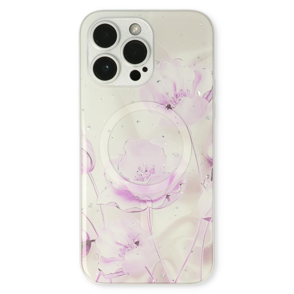 Apple iPhone 14 Pro Hülle - Lila - Silikon-Marmor-MagSafe-Backcover