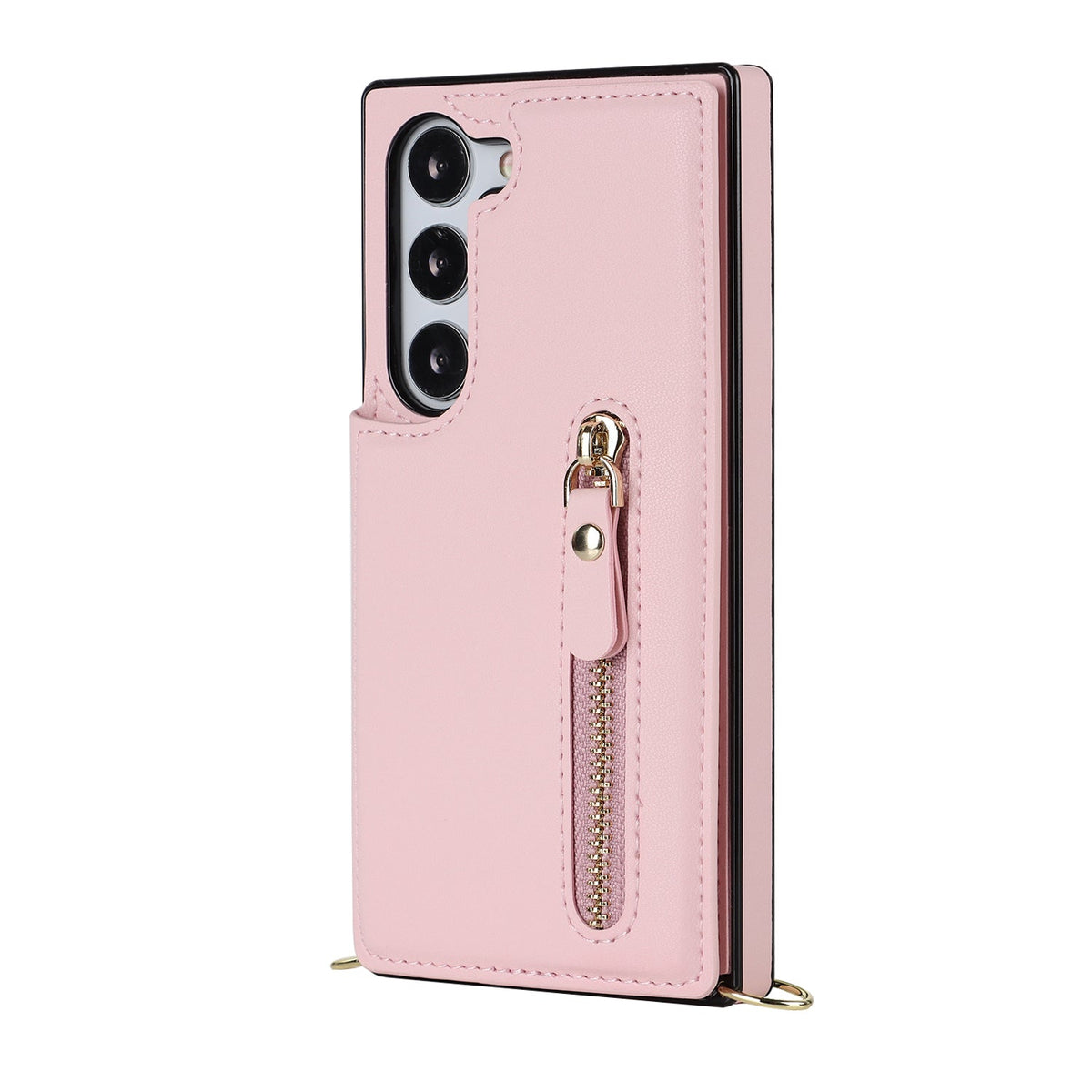 Samsung Galaxy S24 Hoesje - Roze - Luxe Back Cover met Telefoonkoord en Rits