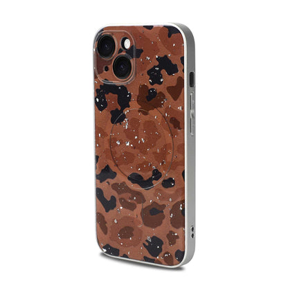 Apple iPhone 13 Case - Leopard Brown - Glitter MagSafe Back Cover
