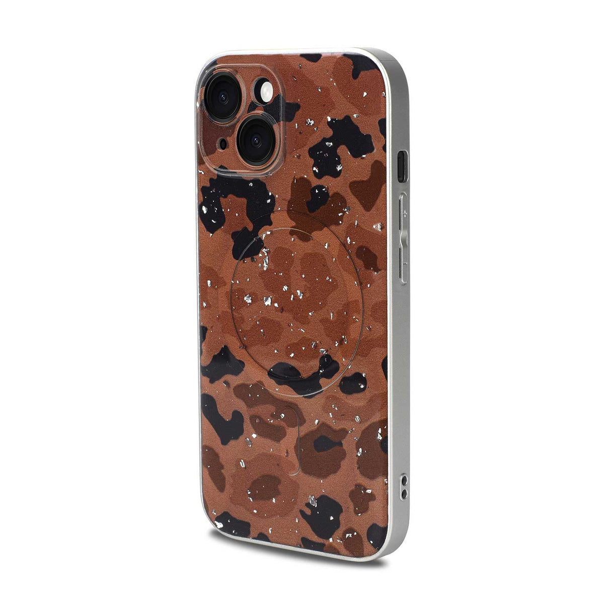 Apple iPhone 14 Hoesje - Brown - Glitter MagSafe Back Cover
