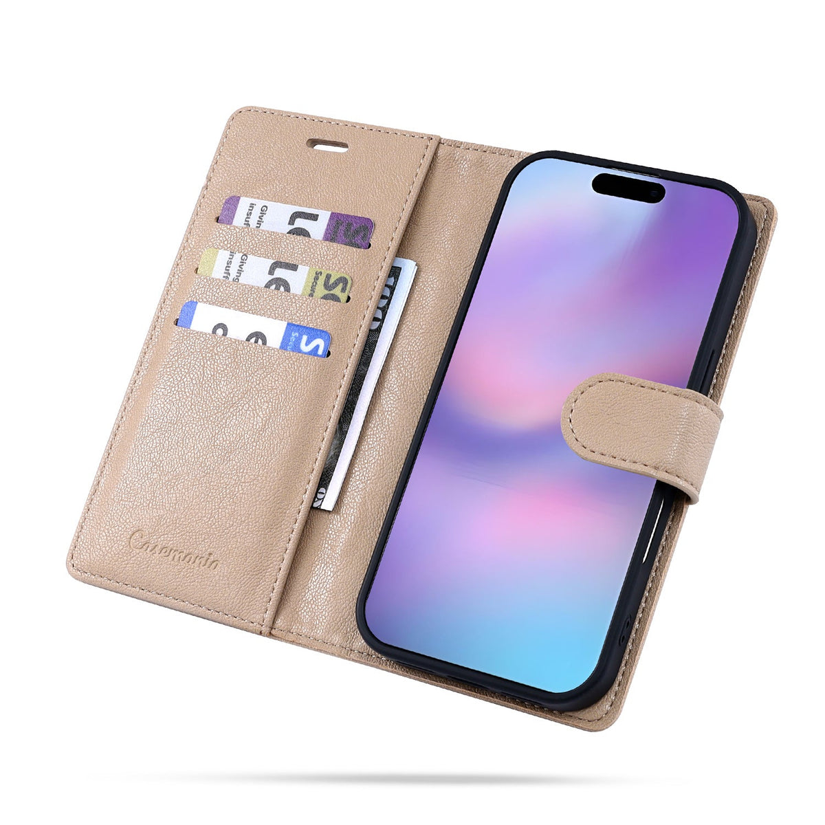 Apple iPhone 18 Pro Case - Soft Beige - 2-in-1 Leather-Look MagSafe Wallet Case