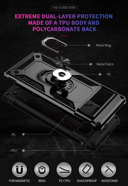 Google Pixel 7 Hülle - Schwarz - Armor-Ständer-Backcover