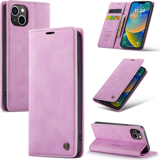 iPhone 14 Hoesje - Pastel Lila - Dunne Bookcase