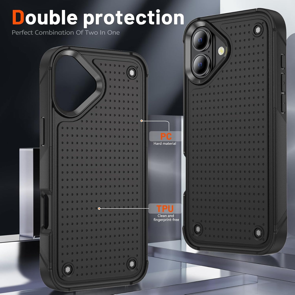 iPhone 16 Plus Case - Black - Armour Back Cover