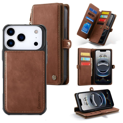 Apple iPhone 18 Pro Hoesje - Sienna Brown - Luxe 2 in 1 Bookcase met 10 Kaart Vakken en Polskoord