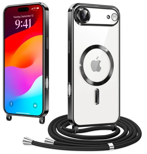 Apple iPhone Air Case - Black - Silicone MagSafe Back Cover with Phone Strap