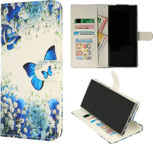 Samsung Galaxy S21 FE Hoesje - Blauwe Vlinder - Print Bookcase