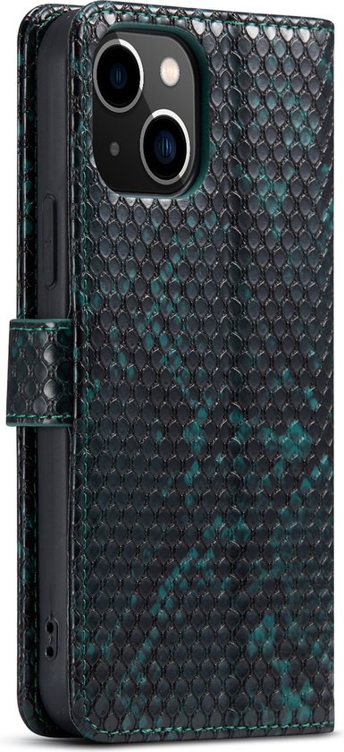 Apple iPhone 13 Mini Hoesje - Groen - Slangen Bookcase