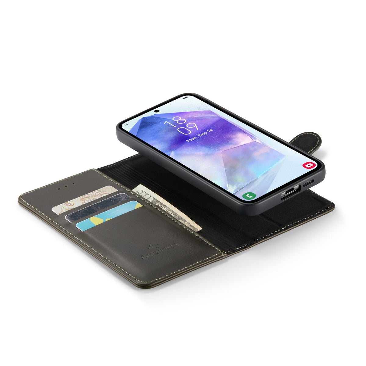 Samsung Galaxy A55 Hoesje - Charcoal Gray - Echt Leren 2 in 1 Bookcase