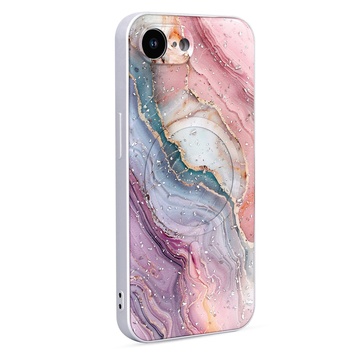 Apple iPhone 16e Hülle - Rosa - Marmor-MagSafe-Backcover