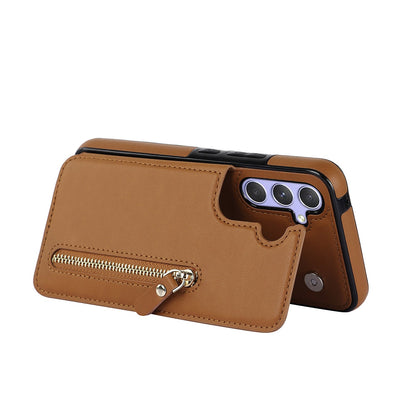 Samsung Galaxy A14 4G Hoesje - Bruin - Luxe Back Cover met Telefoonkoord en Rits