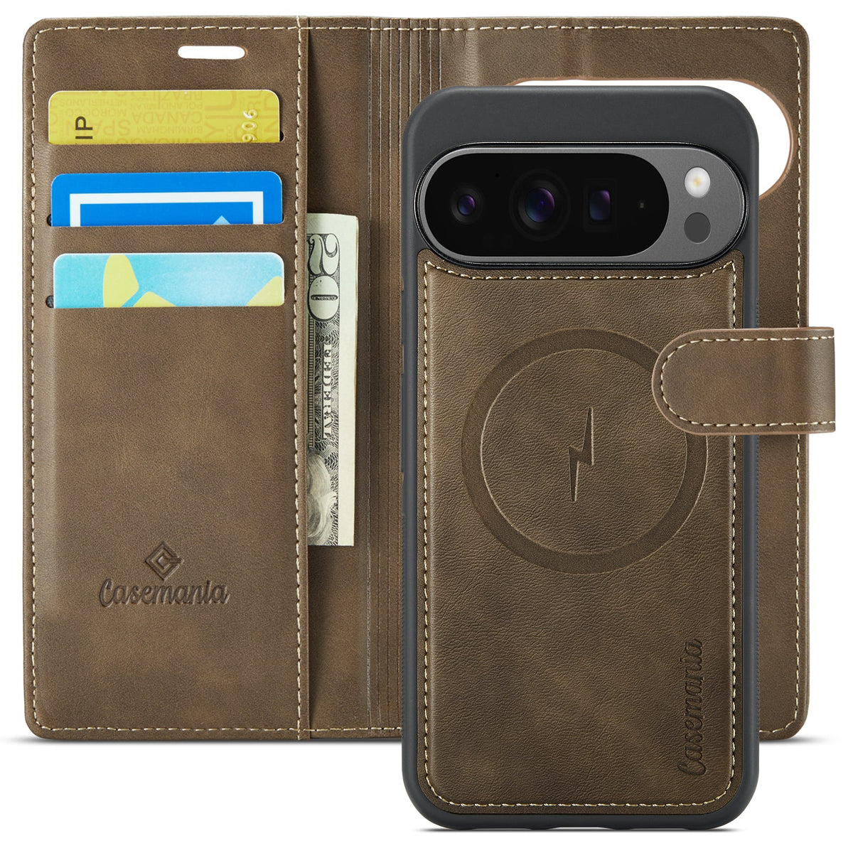 Google Pixel 10 Hoesje - Mahogany Brown - Luxe 2 in 1 MagSafe Bookcase