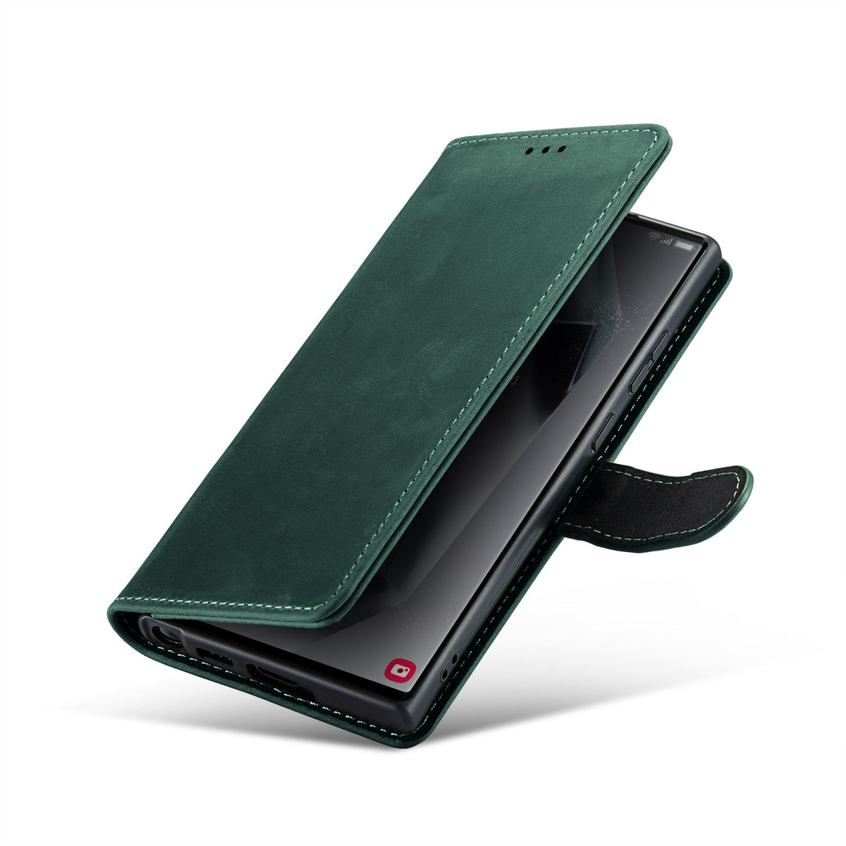Samsung Galaxy S24 Ultra Hoesje - Emerald Green - Echt Leren Bookcase