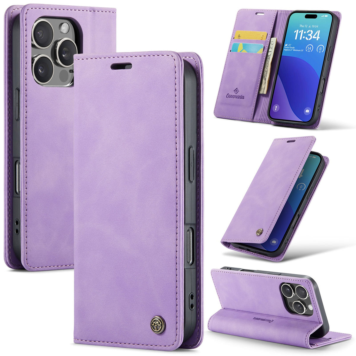 iPhone 16 Pro Hoesje - Bright Lila - Dunne Bookcase