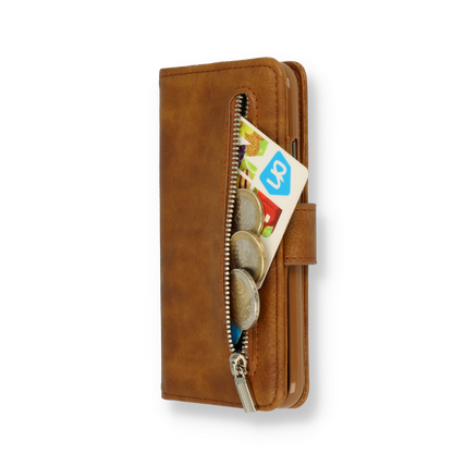Apple iPhone 15 Pro Max Hoesje - Bruin - Luxe Bookcase met Rits