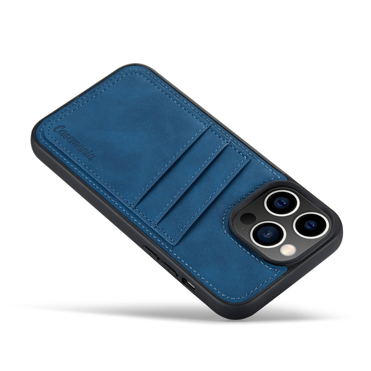 Apple iPhone 15 Pro Max Hoesje - Navy Blue - Back Cover met Pasjeshouder