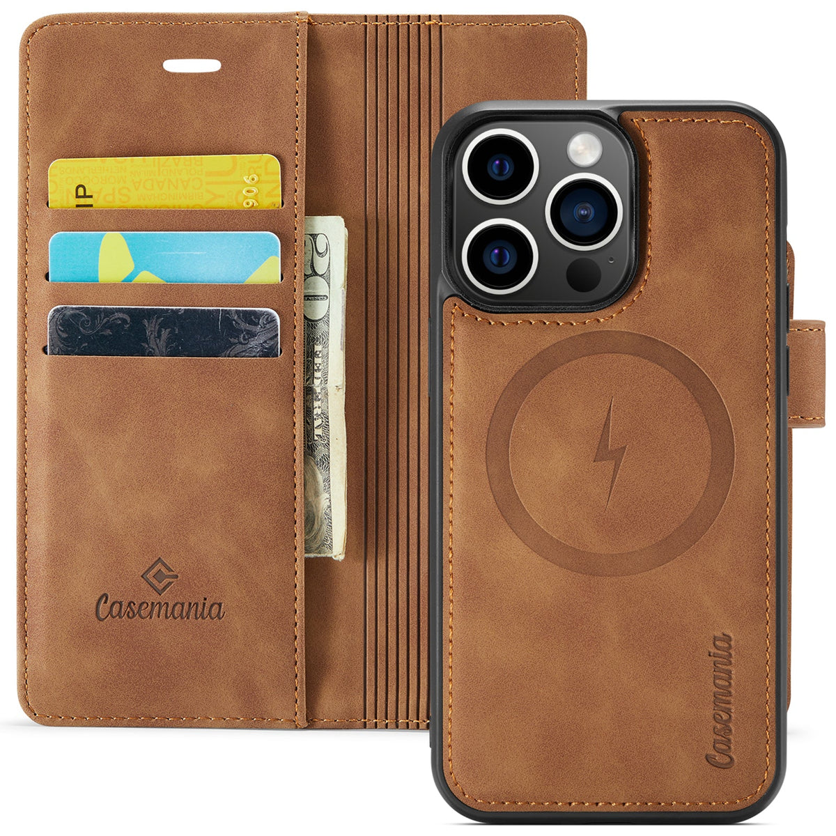 Apple iPhone 15 Pro Max Hoesje - Sienna Brown - 2 in 1 MagSafe Bookcase