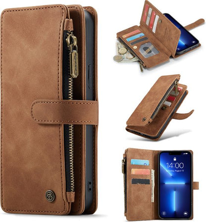 Apple iPhone 13 Pro Hoesje - Sienna Brown - Luxe Bookcase met Rits