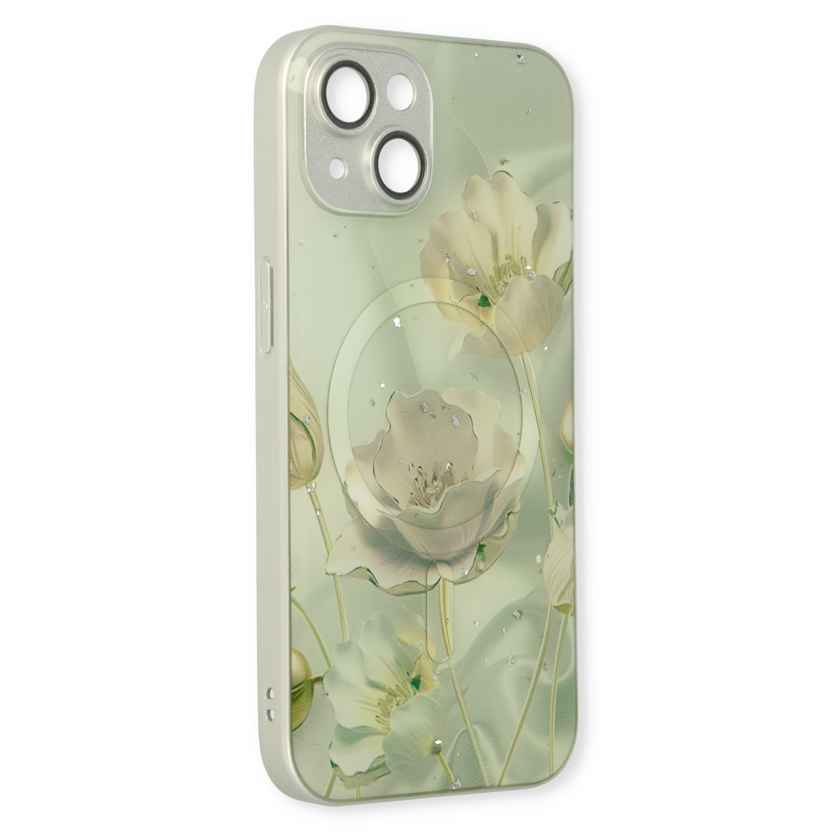 Apple iPhone 14 Hülle - Grün - Silikon-Marmor-MagSafe-Backcover