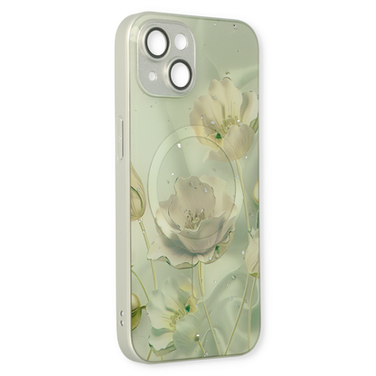 Apple iPhone 14 Hülle - Grün - Silikon-Marmor-MagSafe-Backcover