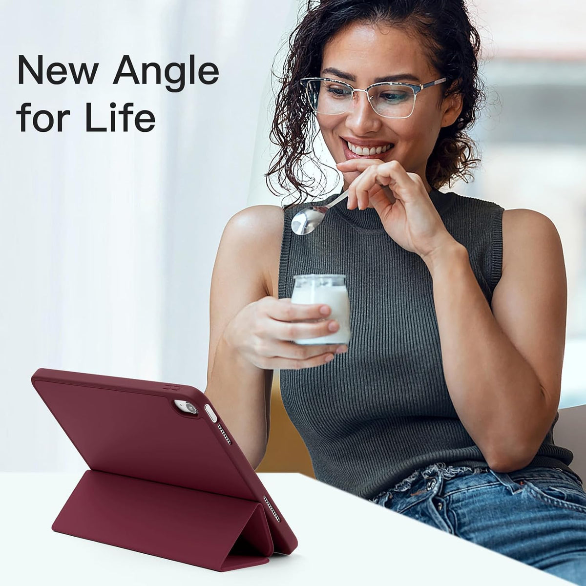 iPad A16 Tablet-Hülle - Bordeaux - Pen Slot Smart Cover