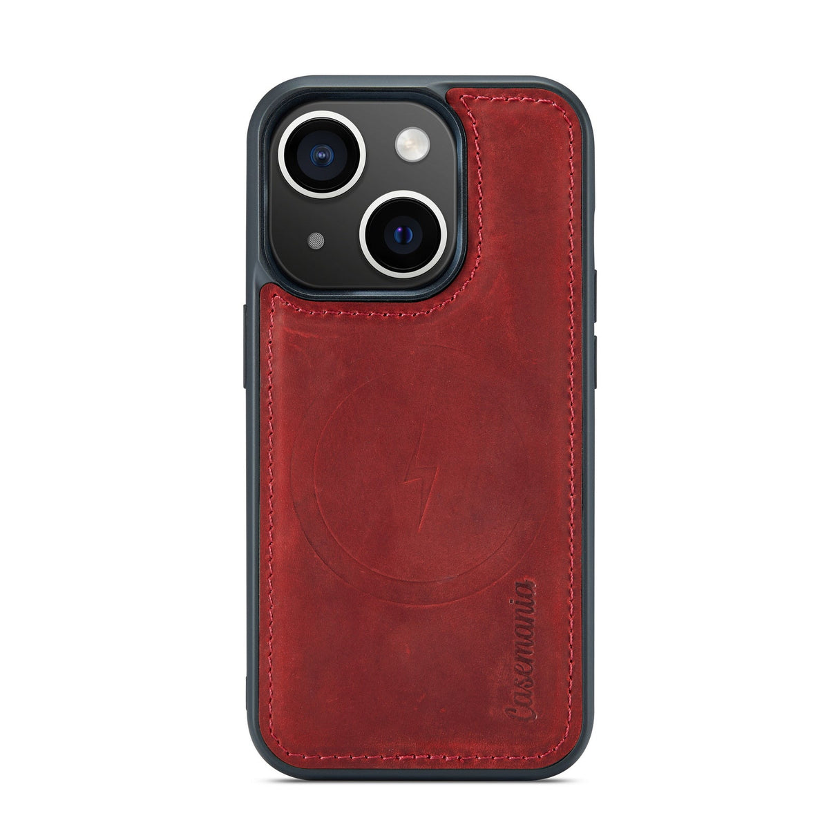 Apple iPhone 15 Plus Hülle - Crimson Red - Echtleder-2-in-1-MagSafe-Klapphülle mit Kartenfach