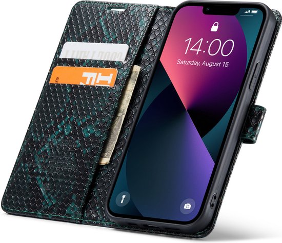 Apple iPhone 13 Pro Hoesje - Groen - Slangen Bookcase