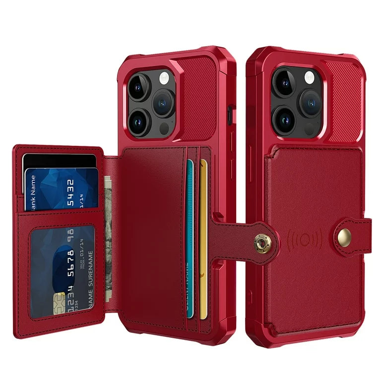 Apple iPhone 15 Pro Max Case - Red - Back Cover with Card Holder