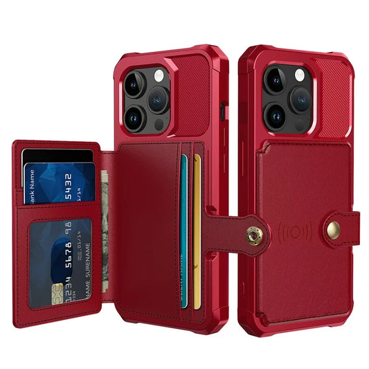 Apple iPhone 15 Pro Case - Red - Back Cover with Card Holder