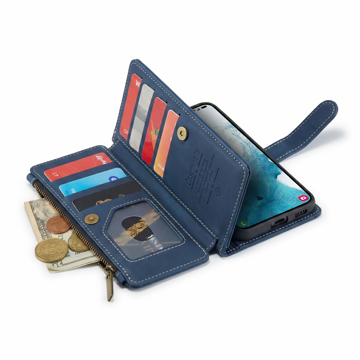 Samsung Galaxy Z Fold 4 Hoesje - Navy Blue - 2 in 1 Bookcase met 10 Kaart Vakken
