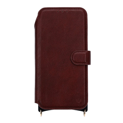 Apple iPhone 17 Pro Hoesje - Burgundy Red - 'Amsterdam' Magnetische Wallet Case met Pasjeshouders en