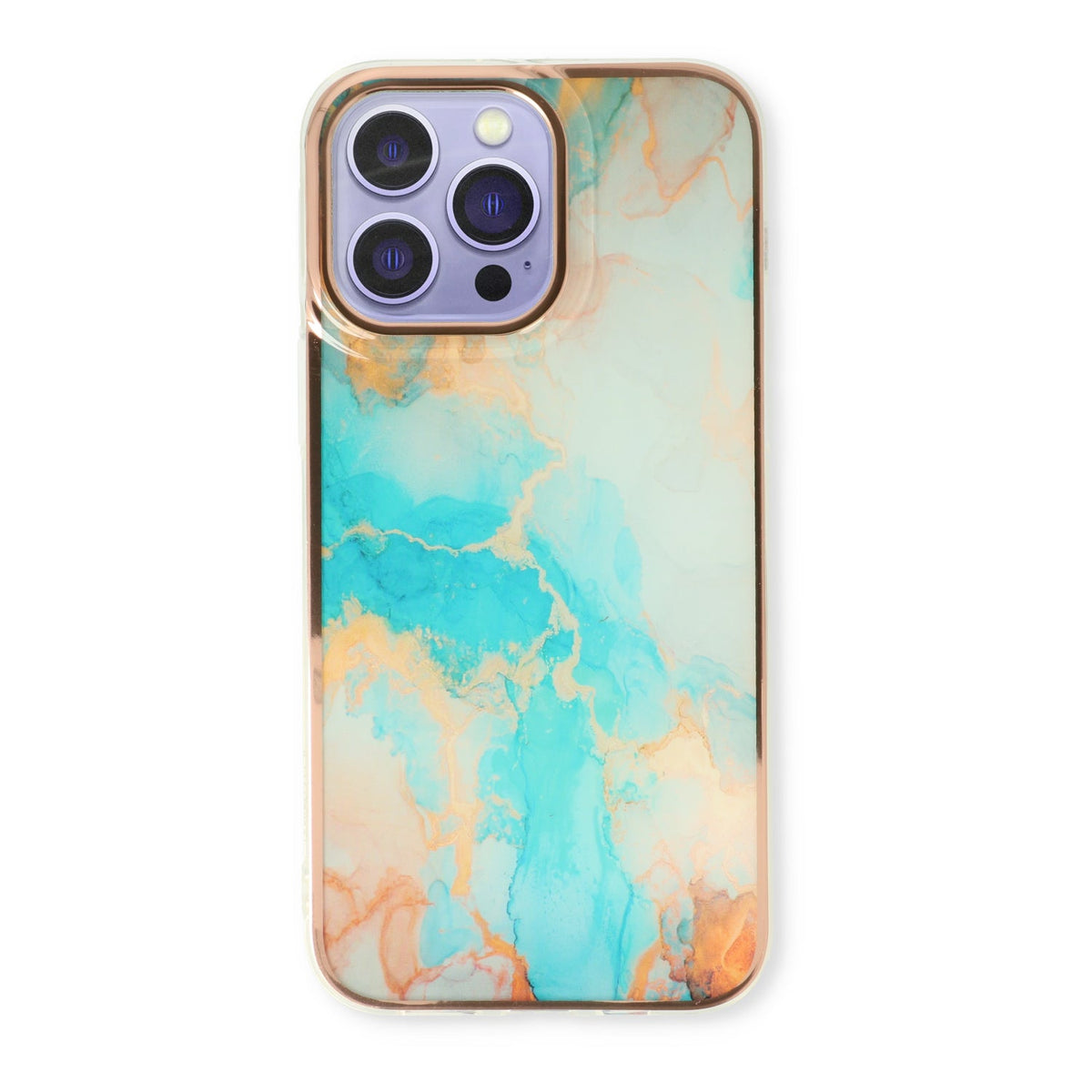Apple iPhone 15 Pro Hoesje - Aqua - Siliconen Marmer Back Cover