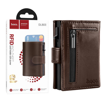 Hoco Pop-up Wallet with Zip - Brown