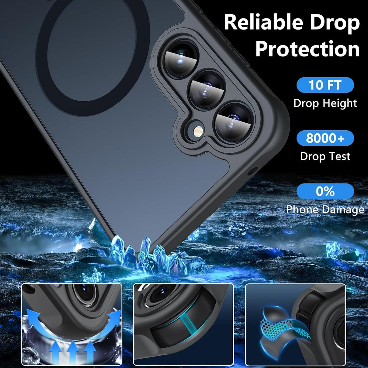 Samsung Galaxy A37 Hoesje - Donker Blauw - Matte Armor MagSafe Back Cover