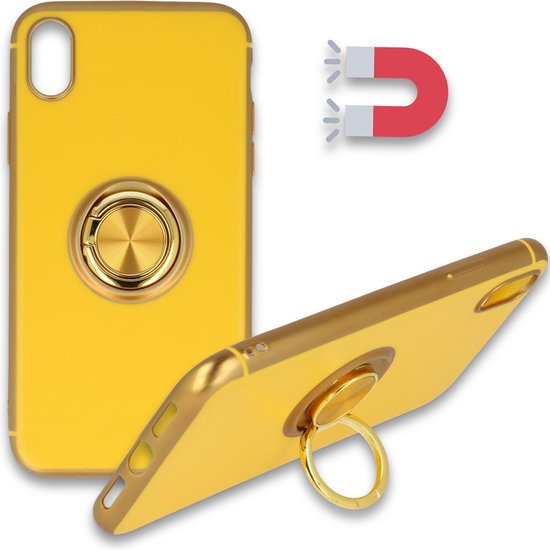 Apple iPhone XR Hülle - Gelb - Silikon-Ring-Ständer-Backcover