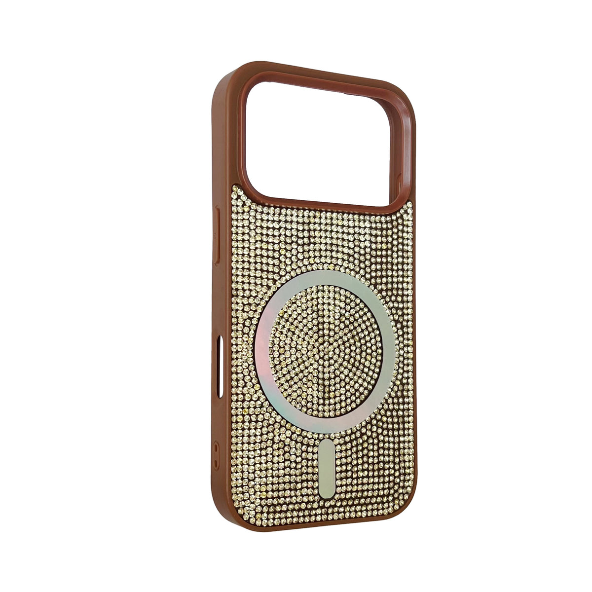 Apple iPhone 17 Pro Hoesje - Bruin - Diamant Glitter MagSafe Back Cover