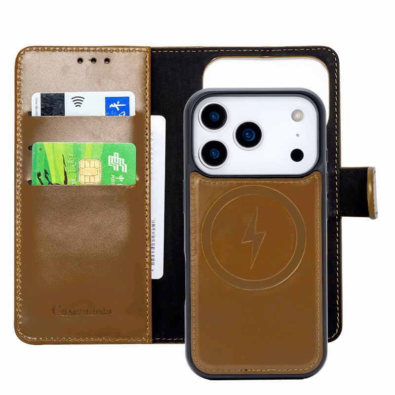 Apple iPhone 18 Pro Max Hoesje - Sienna Brown - Echt Leren 2 in 1 MagSafe Bookcase