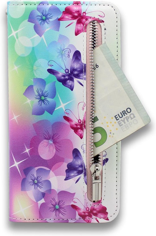 Apple iPhone X/10 Hoesje - Bloemen en Vlinders - Print Bookcase