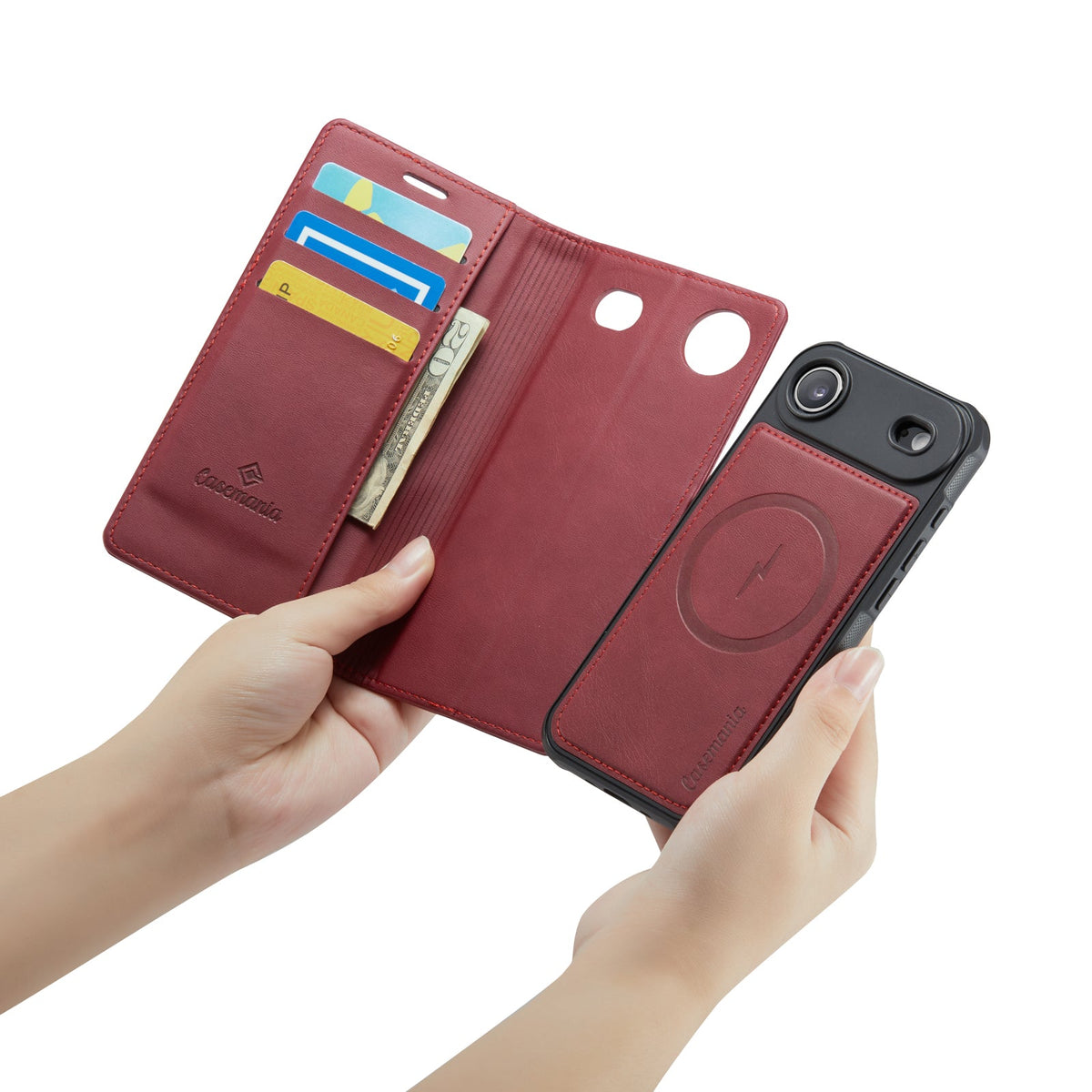 Apple iPhone Air Hoesje - Burgundy Red - Luxe 2 in 1 MagSafe Bookcase