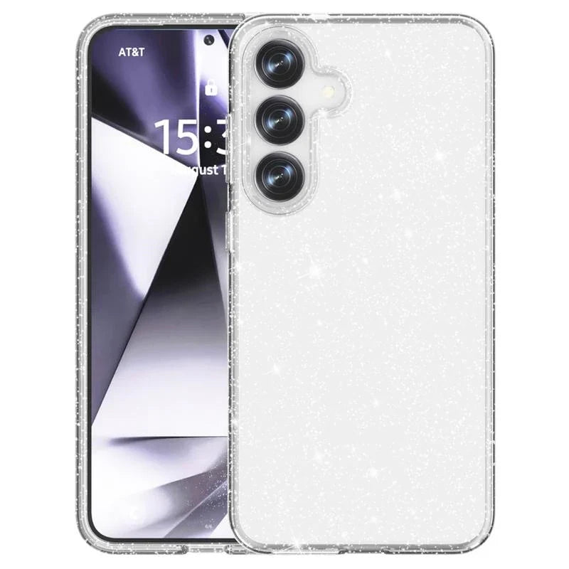 Samsung Galaxy S25 Plus Hoesje - Zilver - Glitter Back Cover