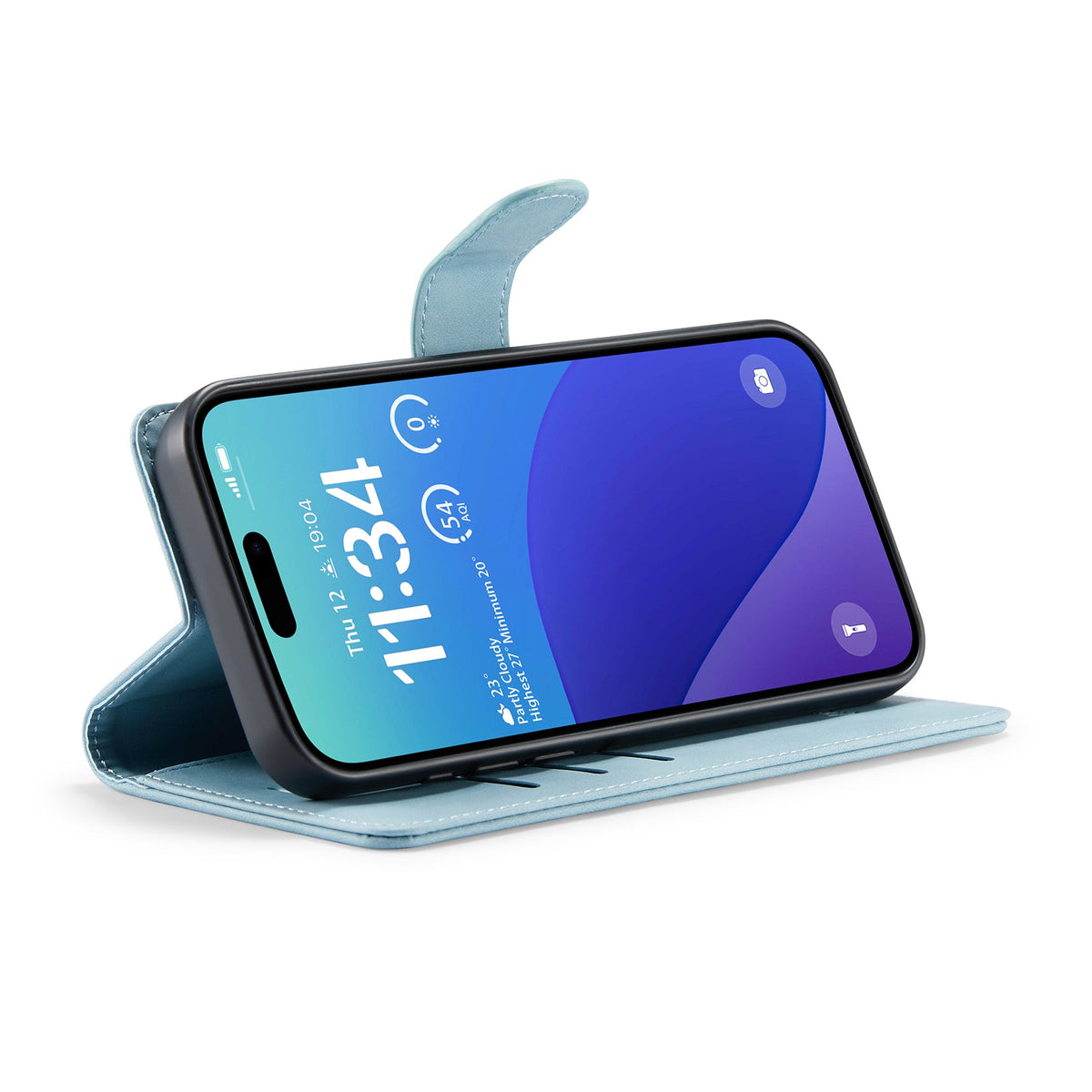 Apple iPhone 16 Pro Max Case - Aqua Blue - 2-in-1 Wallet Case