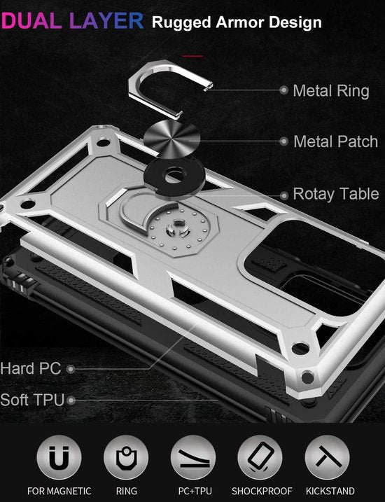 Samsung Galaxy S20 Ultra Hoesje - Grijs - Armor Kickstand Back Cover
