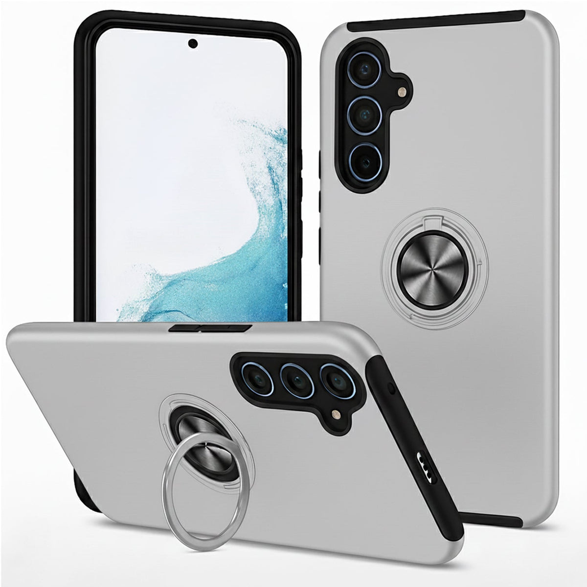 Samsung Galaxy A17 Hoesje - Zilver - Armor Kickstand Back Cover