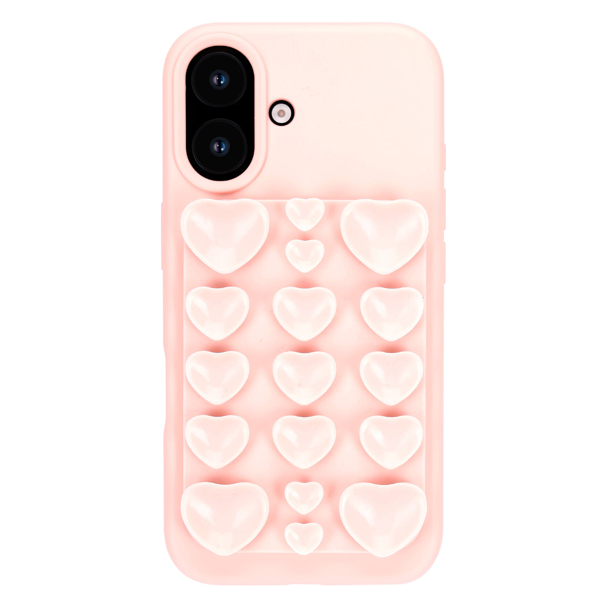 Apple iPhone 17 Hoesje - Licht Roze - Siliconen Back Cover met Afneembare Hartjes Zuignappen