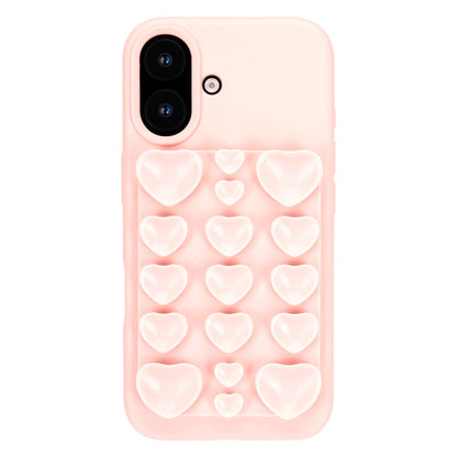 Apple iPhone 17 Hoesje - Licht Roze - Siliconen Back Cover met Afneembare Hartjes Zuignappen
