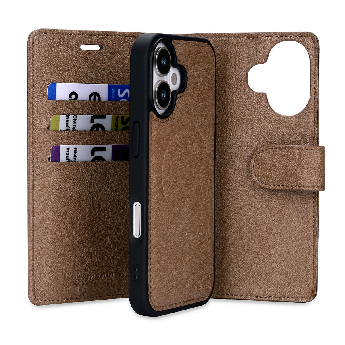 iPhone 17 Hoesje - Mocha Brown - 2 in 1 Lederlook Bookcase