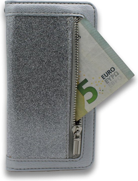 Samsung Galaxy S10 Hoesje - Zilver - Luxe Bookcase met Rits