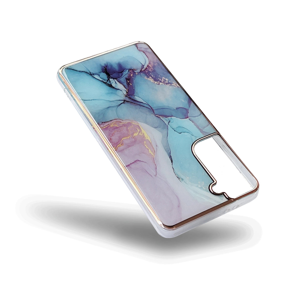 Samsung Galaxy S23 FE Hoesje - Blauw - Siliconen Marmer Back Cover