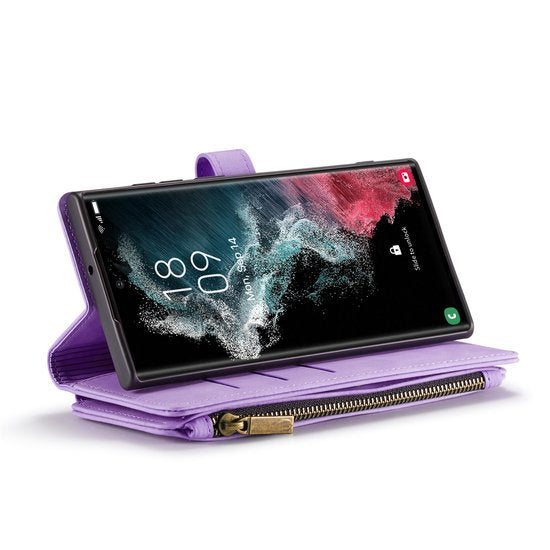 Samsung Galaxy S23 Ultra Hoesje - Bright Lila - Luxe Bookcase met Rits