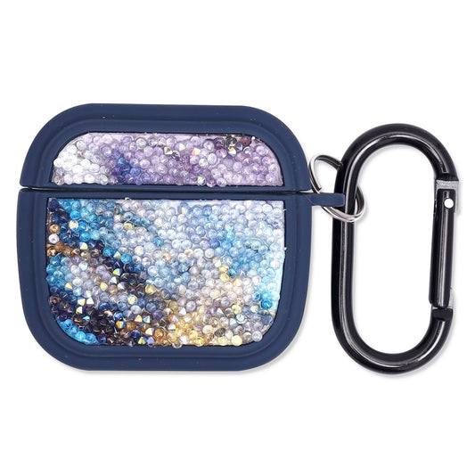 Apple AirPods 4 Hoesje - Diamant Marmer Glitter met Ring - Blauw
